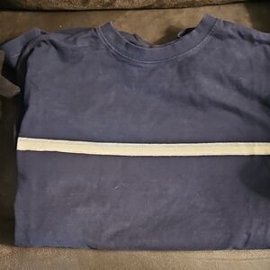 Puritan Navy Blue Long Sleeve Shirt with Beige Stripe